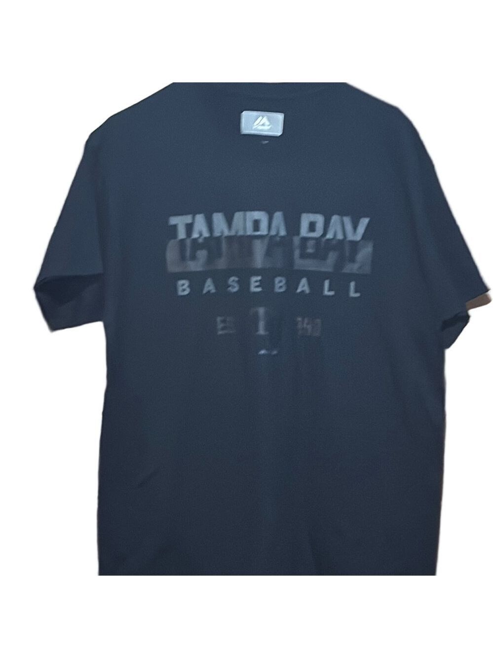 Majestic Black Tampa Bay Baseball Tee Large